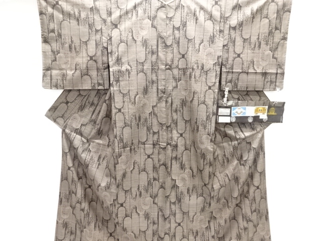 JAPANESE KIMONO / DORO OSHIMA TSUMUGI (5 maruki) / WOVEN ABSTRACT PATTERN 